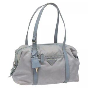 PRADA Hand Bag Nylon Light Blue Auth 113632